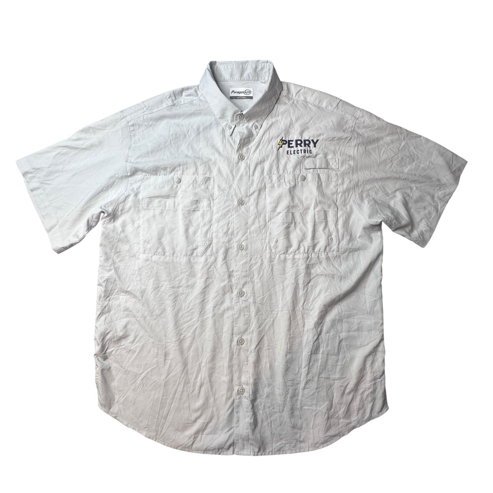 Paragon Shirt Mens Large Gray Perry Electric Fishing Button Down UPF 40+ Ripstop